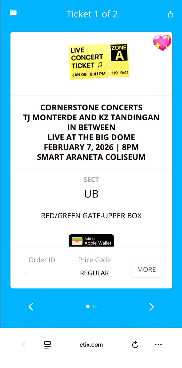 iamabt's tweet photo. Helping a friend 

WTS/LFB 2 UB Ticket

TJ MONTERDE AND KZ TANDINGAN
IN BETWEEN
LIVE AT THE BIG DOME
FEBRUARY 7 | 8PM
SMART ARANETA COLISEUM
UB Seat
🎫 ₱2500 each (discounted)

RFS: Got desired seats

DM to avail

No to scammer ‼️

#TJMonterde #KZTandingan #InBetween https://t.co/SqgUFA5rHm