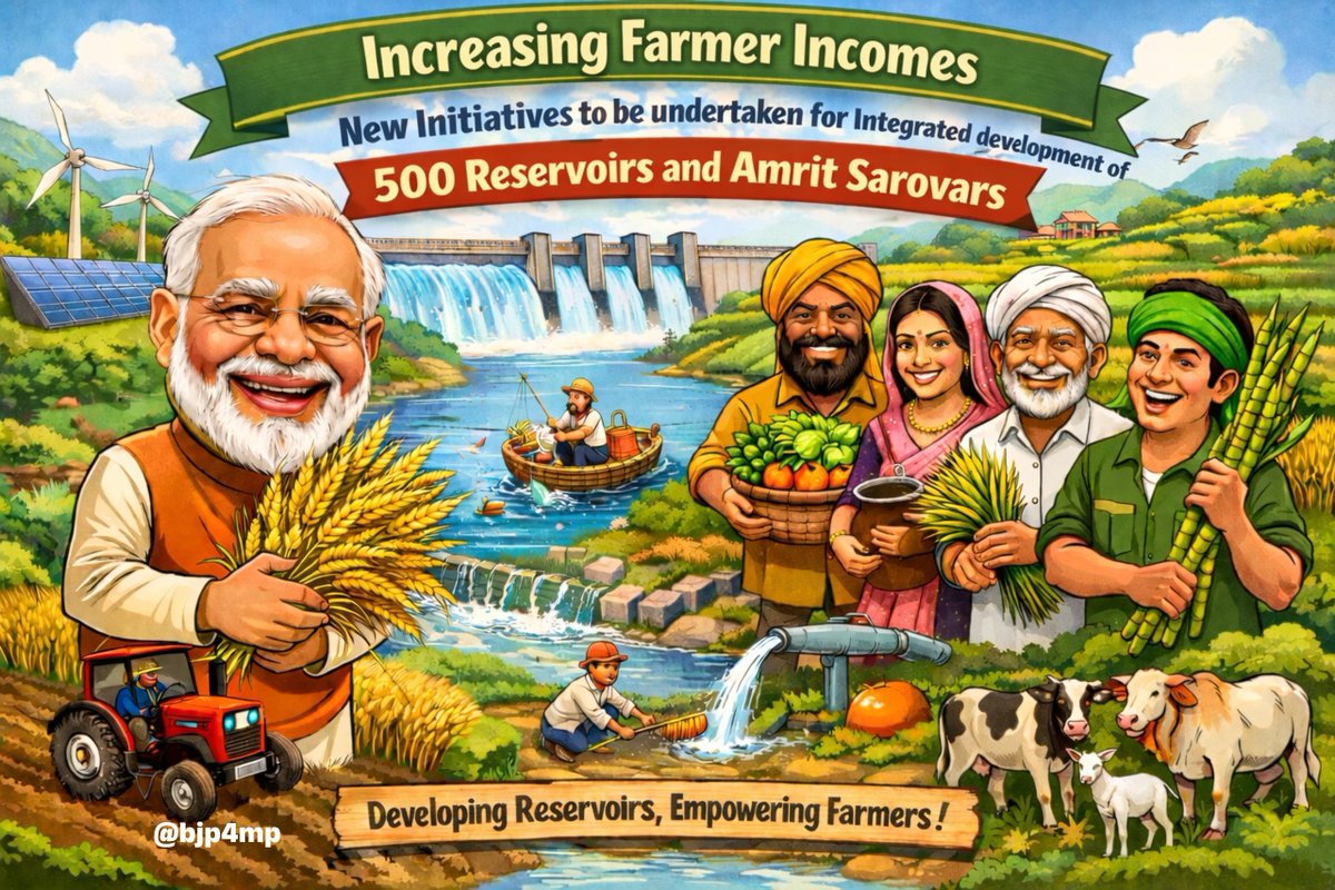 किसानों की आय बढ़ाना -🌾🌴🥦

किसानों की आय बढ़ाने के लिए मत्‍स्‍य पालन, पांच सौ जलाशयों और अमृत सरोवरों के एकीकृत विकास, पशुपालन,  उच्‍च मूल्‍य वाली कृषि को प्रोत्‍साहन दिया जाएगा।🌾🌾🪷

#ViksitBharatBudget
#UnionBudget2026
#budget2026