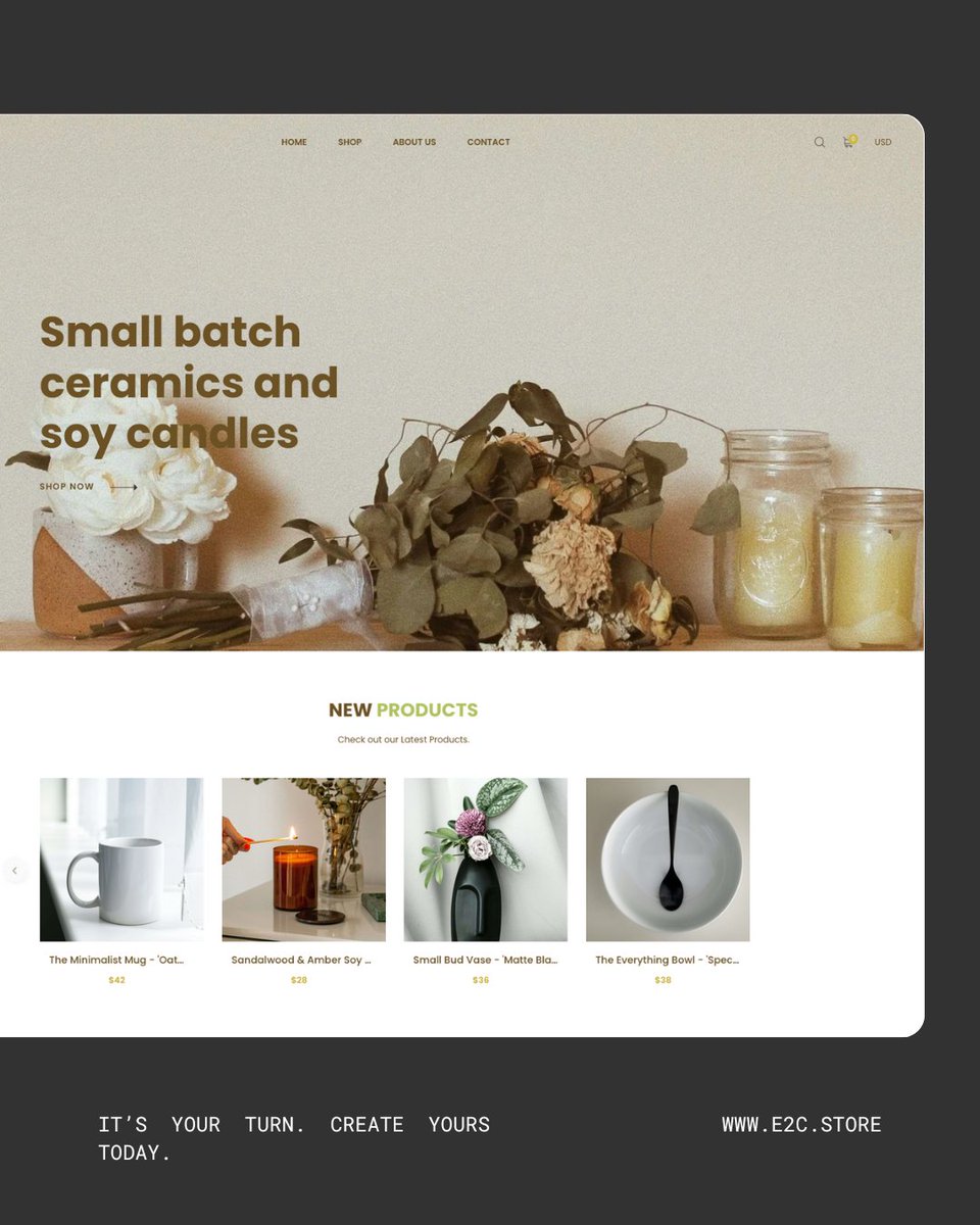 E2cStore's tweet photo. You don't need a design degree to look this good.
Swipe through to see what is possible when you have the right foundation.
Ready to build your own store? Launch now at E2C Store.
#StoreSpotlight #WebDesignInspo #Ecommerce #SmallBizLove #E2CStore #NoCode https://t.co/rbdMowGMAX