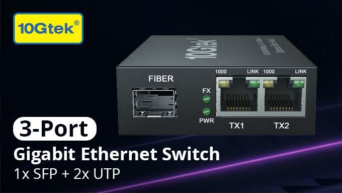 ❏ 3-Port Gigabit Ethernet Switch
❏ Fiber port: 1 SFP slot(1000M)
❏ UTP Ports: 10/100/1000Mbps full/half duplex auto-negotiation, MDI/MDIX auto-crossover
❏ Power supply: 5V-1A
❏ Purchase link: sfpcables.com/3-port-gigabit…