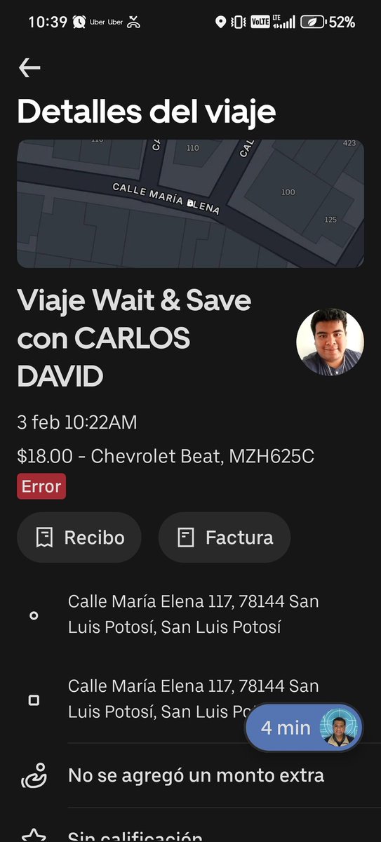 VerdiMalva's tweet photo. @Uber_MEX @Uber_Support hola, se me cobró oqmtarifa de cancelación de un viaje cuando el conductor fue quien cancelo, el GPS de la app lo mando a unas calles de mí y le escribí para comentarle que si se podía acercar y él canceló el viaje https://t.co/Cgm2sxt2Ky