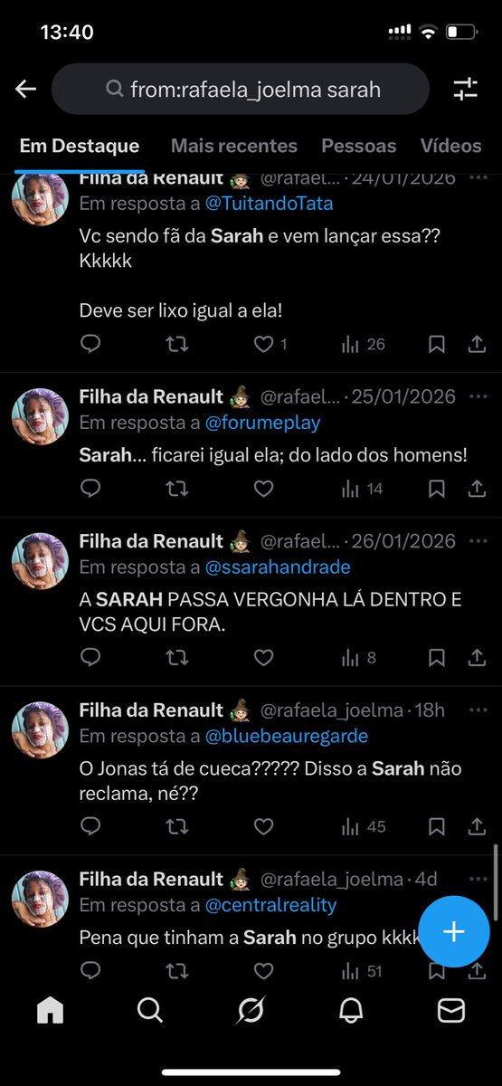 teve_isso's tweet photo. @rafaela_joelma @porocajulio Ficou não ! Vc é mentirosa e suja igual que vc defende. Todos os seus tuítes desde o  começo do programa foi acabando com a Sarah. Que felicidade engraçada é essa, porca ? https://t.co/EO9SerLaGB