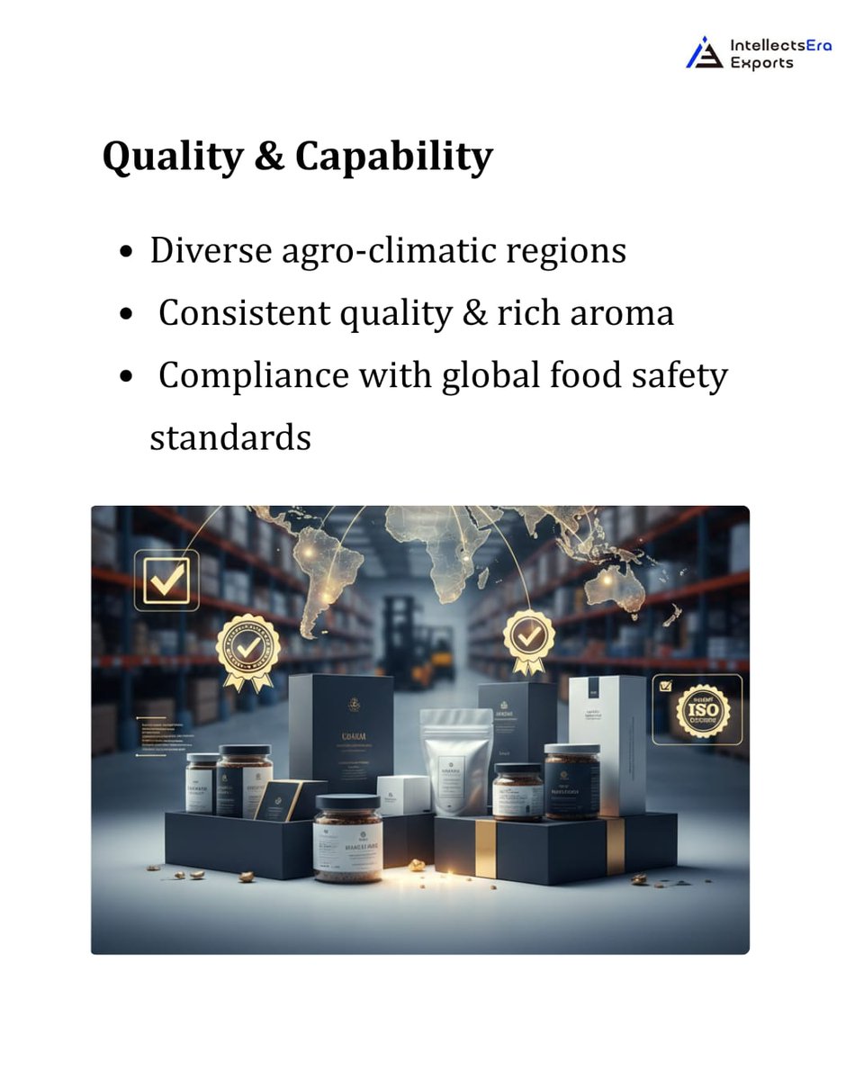 IEra_Exports's tweet photo. India powers the global spice trade 🌶️
From turmeric to pepper, Indian spices lead with variety, scale, and quality.
From farms to global markets.
#IndianSpices #GlobalTrade #ExportIndia #AgriBusiness https://t.co/56w1s8Z7Nr