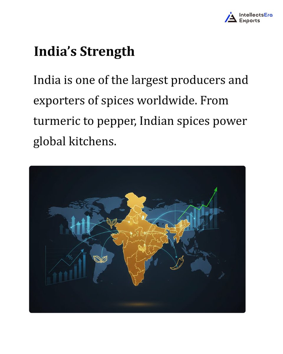 IEra_Exports's tweet photo. India powers the global spice trade 🌶️
From turmeric to pepper, Indian spices lead with variety, scale, and quality.
From farms to global markets.
#IndianSpices #GlobalTrade #ExportIndia #AgriBusiness https://t.co/56w1s8Z7Nr