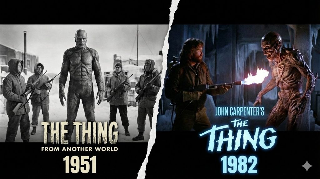 CreativeScreen's tweet image. Beyond just copying - reimagining cinema 🎥 From The Thing's bone-chilling suspense to Ocean's Eleven's stylish heist, some remakes don't just copy - they create entire new worlds! tinyurl.com/bdd89t5p
#MovieMagic #RemakeInnovation #CinematicTreasures #FilmLovers