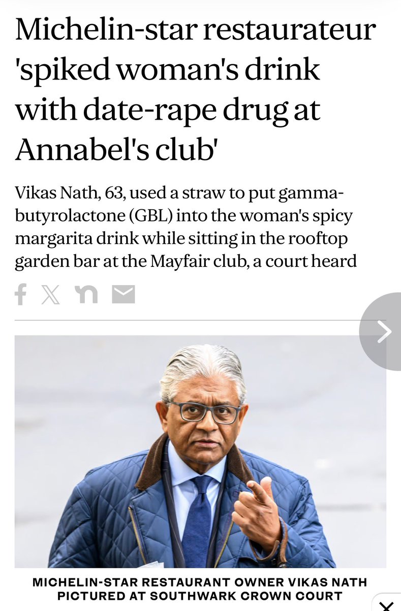 therealmissjo's tweet image. What a charmer.

This is Vikas Nath. He is a successful restaurant owner. 

He went to Annabel’s in London with a woman. He was frustrated she would not have sex with him and sent texts to friends about this. 

When she left the table he spiked her drink with GBL. “To relax her”,…