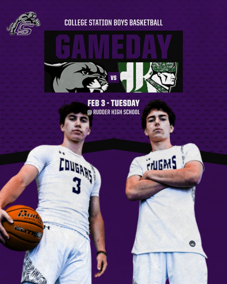 CSCougarHoops's tweet photo. Come out to Rudder tonight to watch our three teams battle it out on the hardwood! Freshman Black and JV play at 5:00 and Varsity starts at 6:30 #Clock_In #Work https://t.co/crREfXIByr