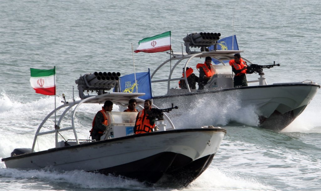 sentdefender's tweet photo. Six Iranian gunboats armed with .50cal machine guns approached the American-flagged, Danish-owned oil tanker M/T STENA IMPERATIVE earlier today near the Strait of Hormuz in a threatening manner, after the vessel departed the United Arab Emirates bound for the Naval Support Activity Bahrain on the Persian Gulf. 

According to the Maritime-security firm Vanguard Tech, the Iranian gunboats ordered the oil tanker to halt and prepare for boarding by Iran’s Islamic Revolutionary Guard Corps (IRGC). In response to the threat, the tanker sped up and was not further perused by the gunboats, later meeting up with a U.S. naval vessel that escorted the tanker the remaining way to Bahrain.