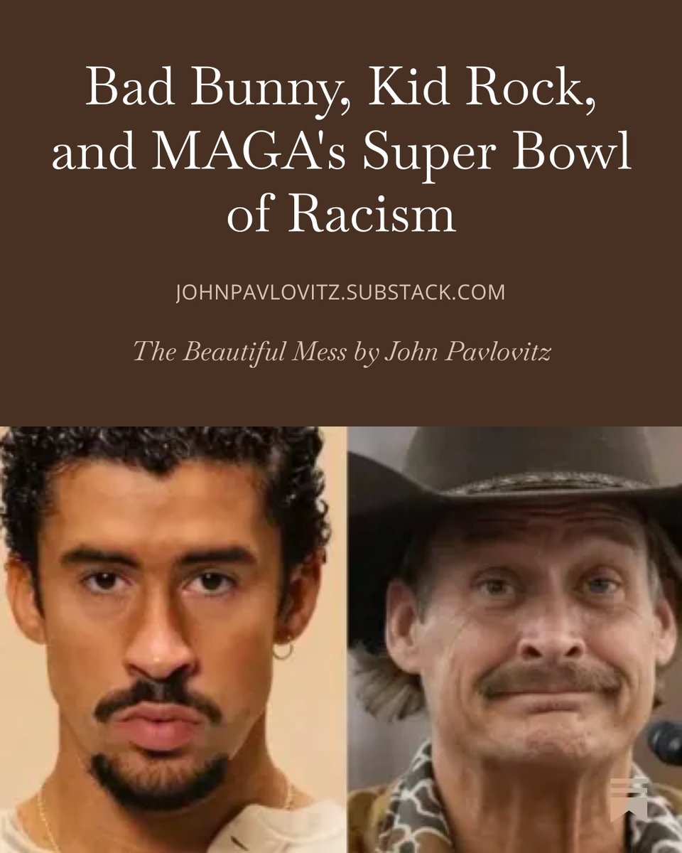The Turning Point "All-American" Super Bowl Halftime Show, like every venture in the MAGA/Trump ecosystem, is a grim, sinister, mean-spirited fight against progress, evolution, and diversity disguised as sincere virtue.

The fact that the Right feels compelled to create an