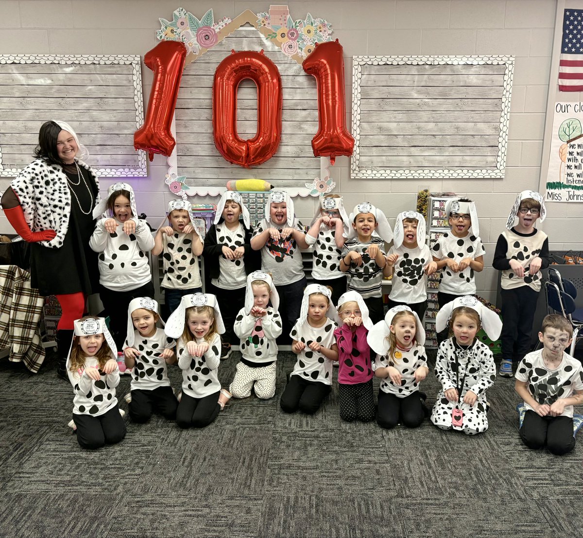 NUES_Principal's tweet photo. Our Wildcat family was looking a little "spotted" yesterday! 🐾 NUES hit 101 Days of School with help from Miss Johnston’s class.
🐱 WILDCAT CHALLENGE: What’s your student's favorite memory from the first 101 days? Comment below! 👇
#NUES #WildcatPride #BeAnEncourager #101Days https://t.co/rToyT3F0p6