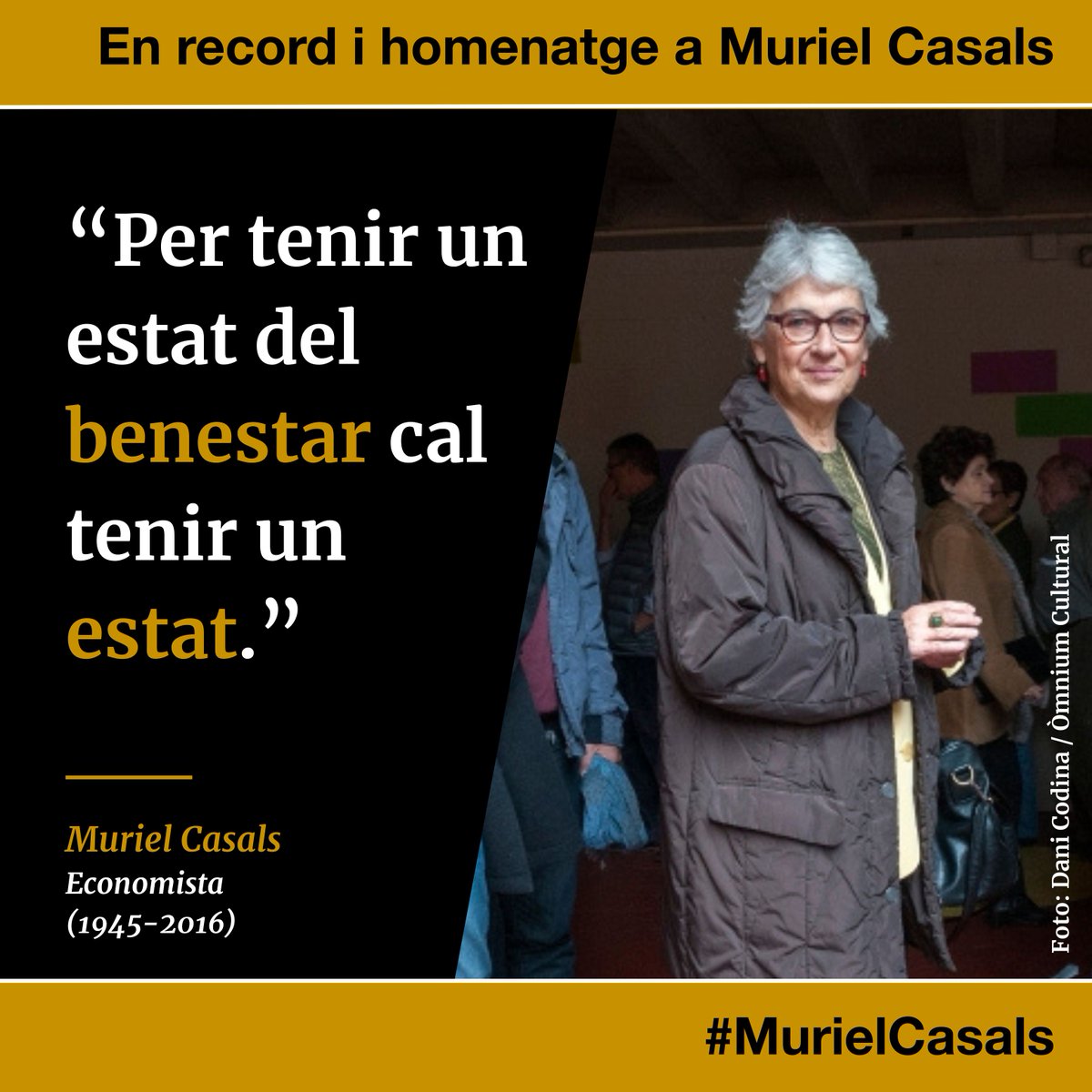 Amb motiu del desè aniversari de la mort de la #MurielCasals, la recordem amb els seus missatges i el seu esperit constructiu i lluitador al servei de la independència de Catalunya. T’enyorem i no t’oblidem. Gràcies, Muriel!