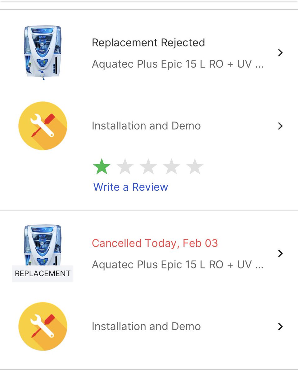 SRRaviNaik's tweet photo. @Aquatech @flipkartsupport @Flipkart - I had ordered aquatech plus epic 15L water purifier, installation is done and after 3 days the water tasty had changed and it’s not good, and now I’m planning to return/replacement the product but @Flipkart is not allowing to do anything- https://t.co/WJmJ0omqvz