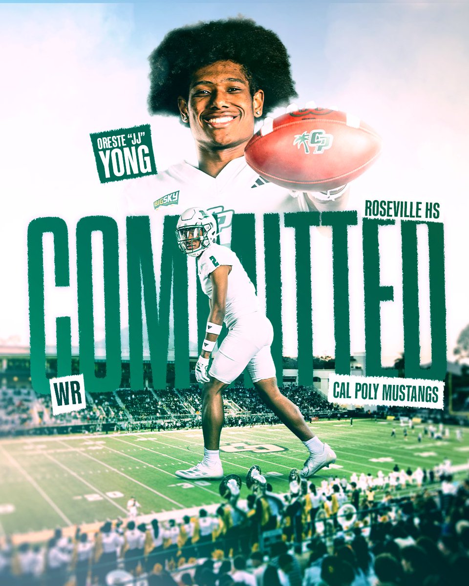 Blessed and excited to announce that I am 100% committed to Cal Poly.
I will be signing on Wednesday at Roseville High School.

Thank you to my family, coaches, and everyone who has supported me throughout this journey. Ready to get to work! #RideHigh
Go Mustangs. 🐎