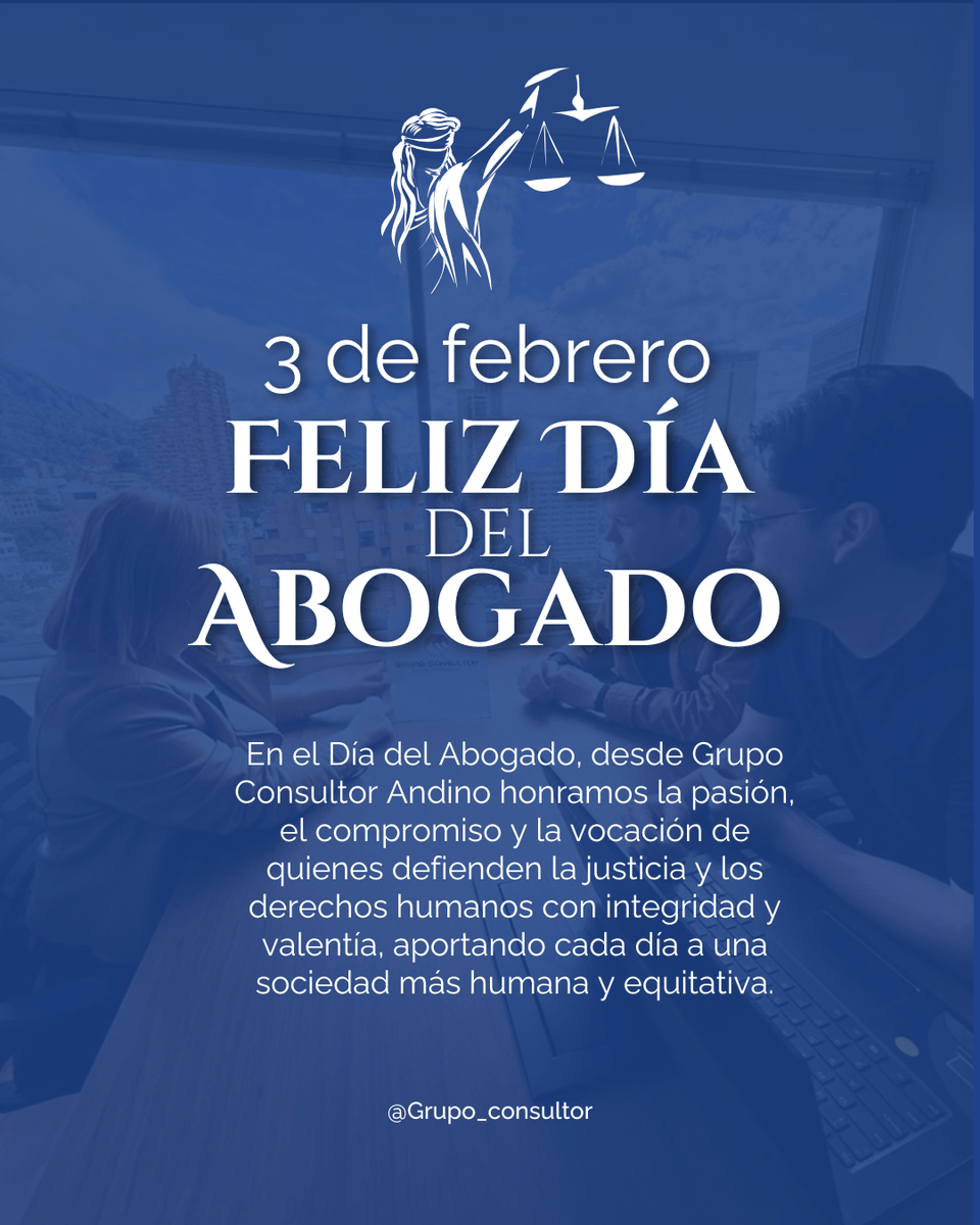 GRUPO_CONSULTOR's tweet photo. Hoy reconocemos a quienes hacen del derecho una herramienta para proteger, orientar y transformar.

👏 Gracias a todos los abogados que, con su conocimiento y criterio, aportan a nuestro desarrollo como empresa y a esta sociedad.

#DíaDelAbogado #Abogados #Derecho #Justicia https://t.co/SF2fJGXNoD
