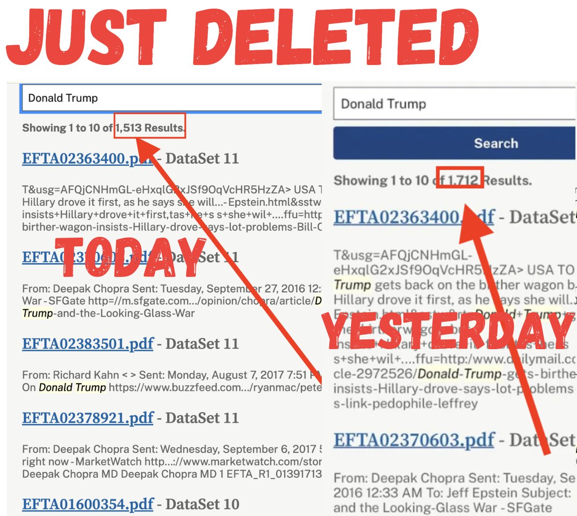 OunkaOnX's tweet image. DOJ is removing epstein files that mention trump