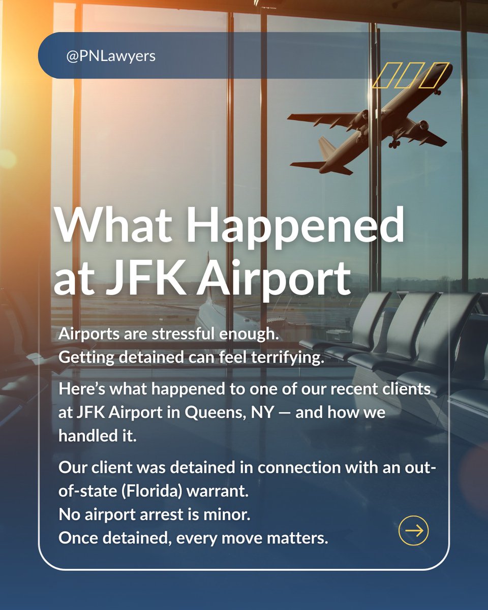 PNLawyers's tweet image. When one of our clients was detained at JFK Airport on an out of state warrant, every step from custody to court required immediate legal action.

This post explains what happened and how we handled it.

#CriminalDefense 
#AirportDetention 
#KnowYourRights 
#NYCriminalDefense