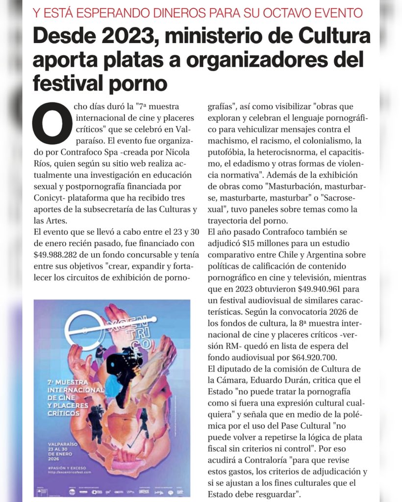 🔴 CONFIRMADO: Tus impuestos se utilizan para financiar un festival porno. ☠️⚰️

El peor gobierno de la historia.