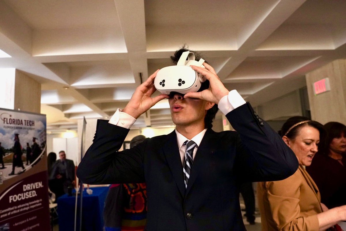 SpaceFlorida's tweet photo. We want YOU at Florida Space Day at the Capitol 🚀 Experience Florida’s space infrastructure firsthand with our VR headset—step into the cape and explore the facilities driving the future of aerospace. @ISTUCF https://t.co/LogmiIUBe5