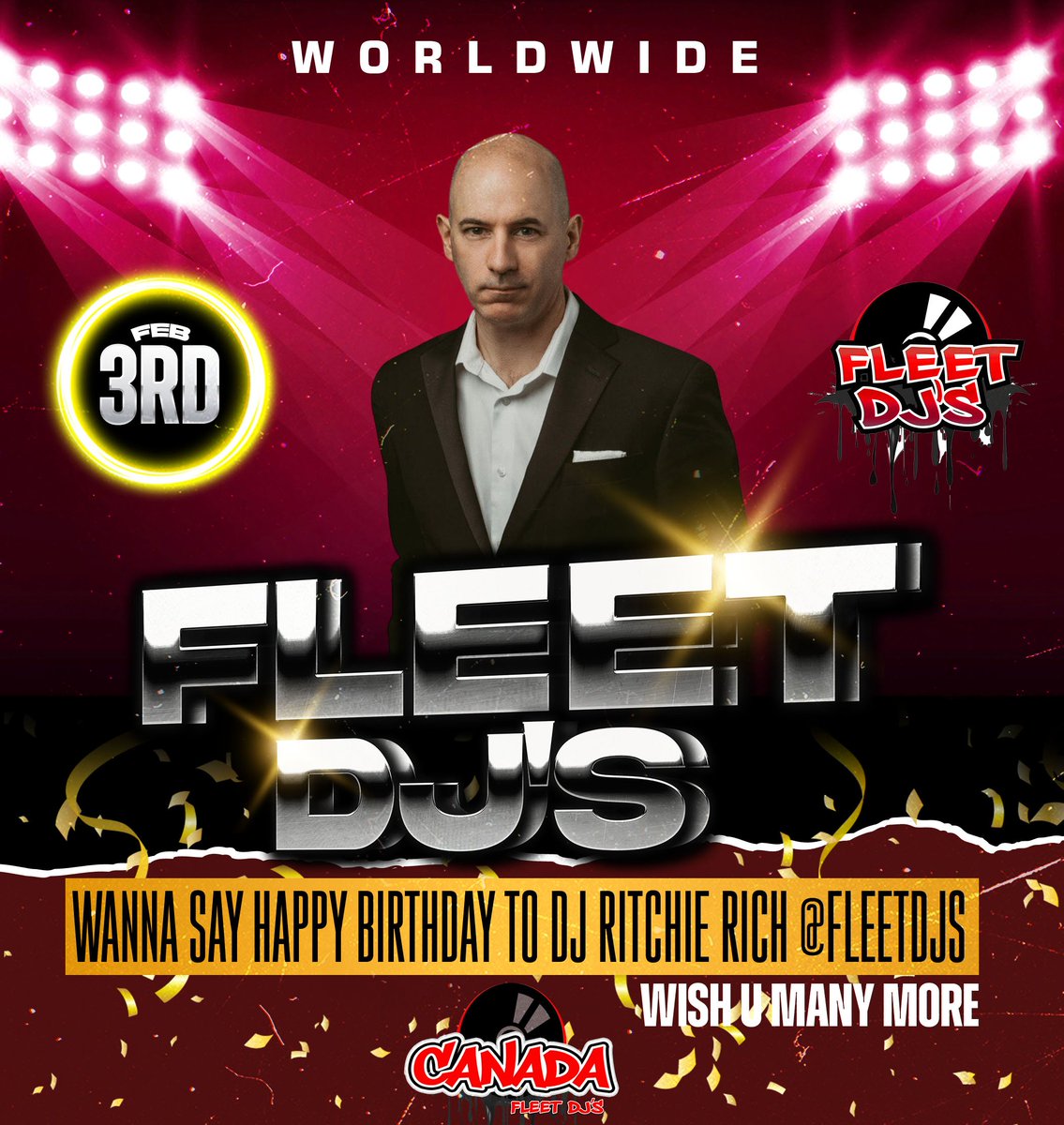 On behalf of <a href="/FleetDJs/">FLEET DJ'S</a> <a href="/FleetDJsCanada/">Fleet DJs Canada #FleetDJsCanada #FleetDJsCa</a> we would like to say Happy Birthday to <a href="/BigandRichDJ/">Ritchie Rich</a> celebrating his extra special 50th today!    
#FleetDJs #CanadaFleetDJs #FleetNation #FleetDJsWorldwide