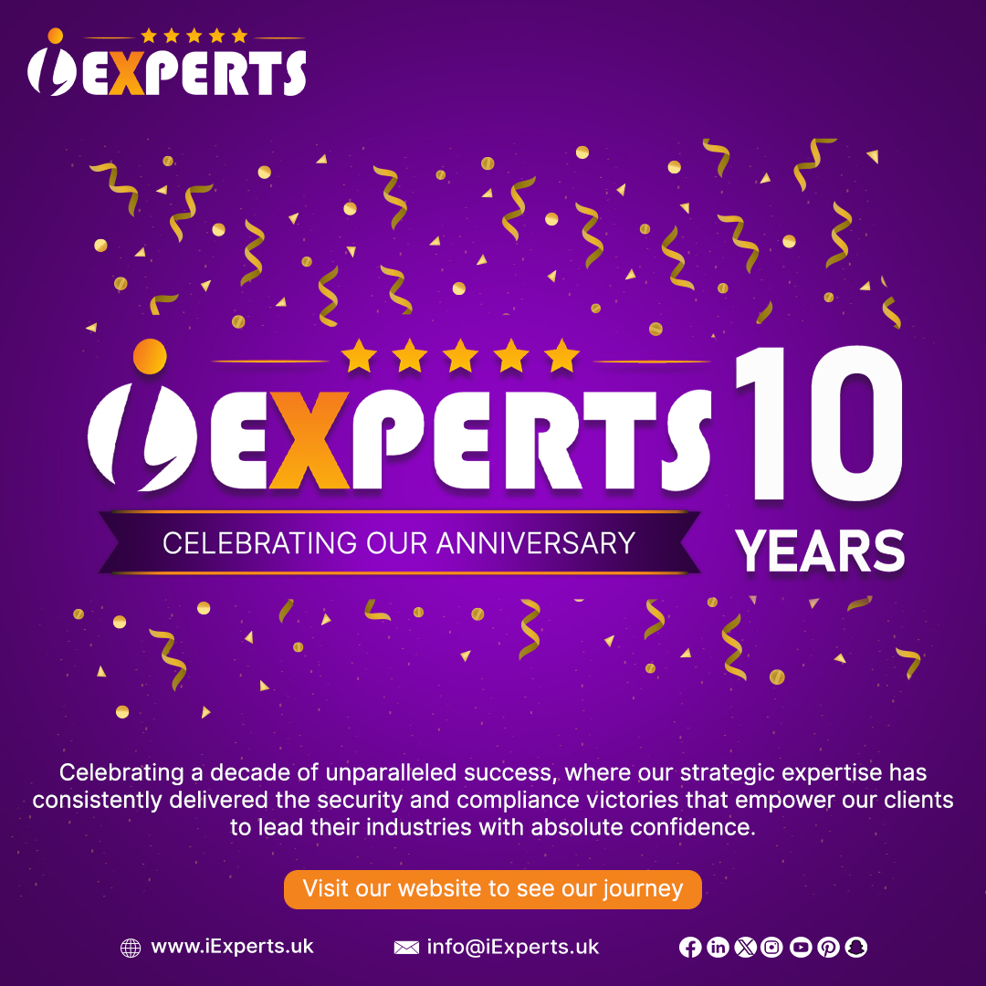 🚀 10 Years Strong
Securing organizations, enabling compliance, and building digital trust for a decade.
Thank you for trusting iExperts. 💪🏻
#iExperts #Cybersecurity #10Years