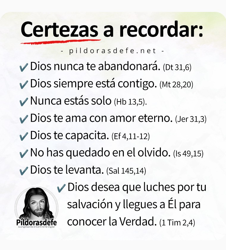 ‼️🚨 Este Mensaje NO TE LLEGÓ por Casualidad.

Tú, que estás viviendo en la angustia, con miedo y ansiedad, con desesperación porque los continuos problemas no se resuelven, recuerda que Dios tiene un PLAN, y siempre será mejor que el tuyo.

Descansa en los brazos amorosos de