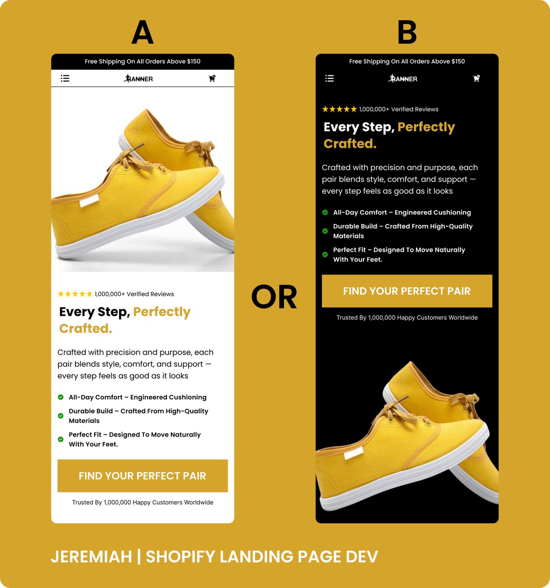 Jerry_Techy's tweet photo. Let’s look at A or B. Same design, different colors, but the feeling changes completely. Design isn’t just what you see, it’s what you feel.
#Ecommerce #DTC #Landingpage #Landingpagedesign #Replo #Shopify #Shopifystore #Webdesign #Shopifydesign #Figma #Shopifyexpert #Reploexpert https://t.co/vAgiPJoFp2