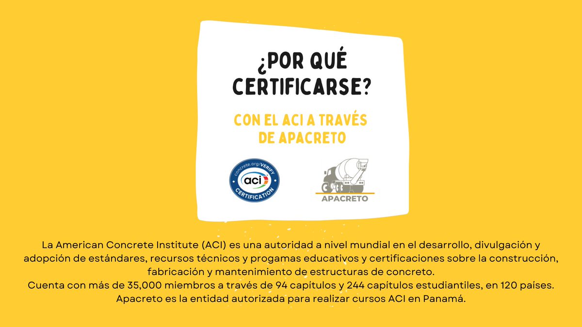 APACRETO's tweet photo. Personal certificado ACI se traduce en:
Calidad y control en los procesos 
Cumplimiento de normas nacionales e internacionales
Reducción de errores y costos
Mayor credibilidad y competitividad 
Profesionales actualizados y comprometidos con la excelencia
#Apacreto #ACI #Concreto https://t.co/nie6ICcL66