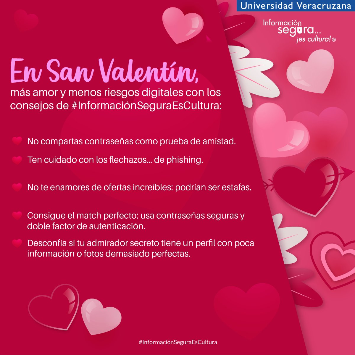 💻 Ofertas “demasiado buenas para ser verdad” = riesgo de fraude
Sé cauteloso este #SanValentínCiberseguro
Más consejos 👉 ow.ly/lgEw50XVMk2

#InformaciónSeguraEsCultura