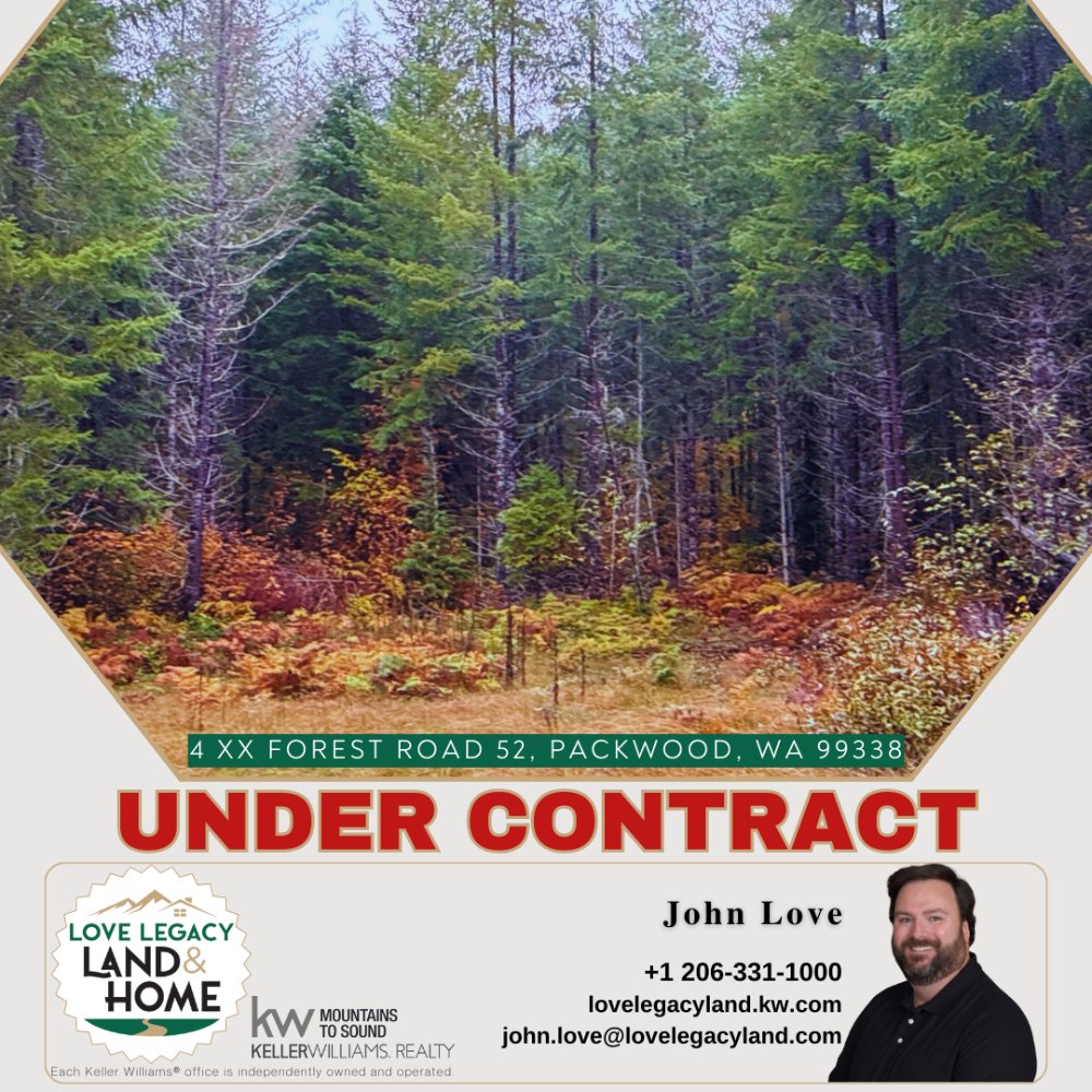 LoveLegacyLand's tweet photo. Short version (under 250 characters):
Under Contract! 32 acres in Packwood with off-grid cabin, creek, &amp; National Forest frontage. Perfect mountain getaway—thrilled to see it go under contract!

#LoveLegacyLandAndHome #VacantLandForSale #GotLand https://t.co/zh4MRFTSDJ