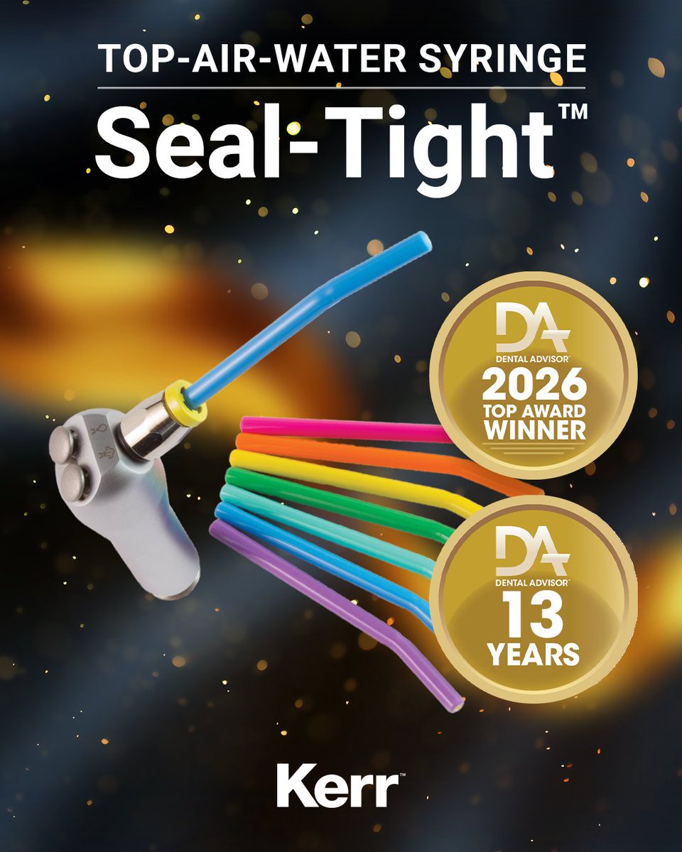 Seal-Tight™ Air Water Syringe is a Dental Advisor Top Award Winner for 2026 and for 13 years!​

Learn more about our award-winning air water syringe.​

Contact your Kerr Rep today: bit.ly/4qGZG90 

#Kerr #Envista #SealTight #DentalAdvisor
