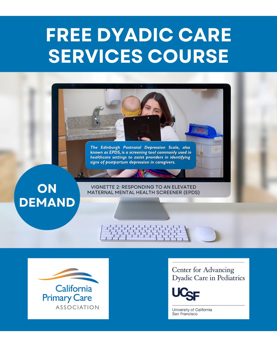 CPCA's tweet image. Screening caregivers for mental health and wellness is a key part of dyadic care. Watch Vignette #2 in our free Dyadic Care Services Course to learn how to respond to an elevated maternal mental health screener and support families. 💻🔗ow.ly/raRC50Y0geA