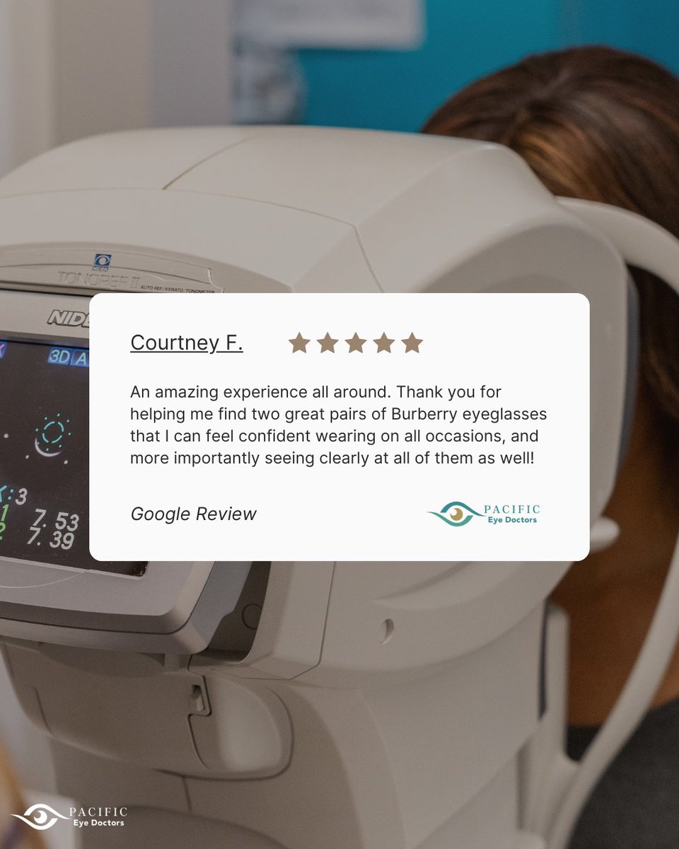 PacificEyeDrs's tweet photo. Patient feedback means the world to us at Pacific Eye Doctors – Thank you for sharing your kind words and experience, Courtney! 

Book your next visit with us via the link in our bio: https://t.co/DC8pCgR1bZ

#PacificEyeDoctors #PatientCare #TestimonialTuesday https://t.co/DuIuzvMQzj
