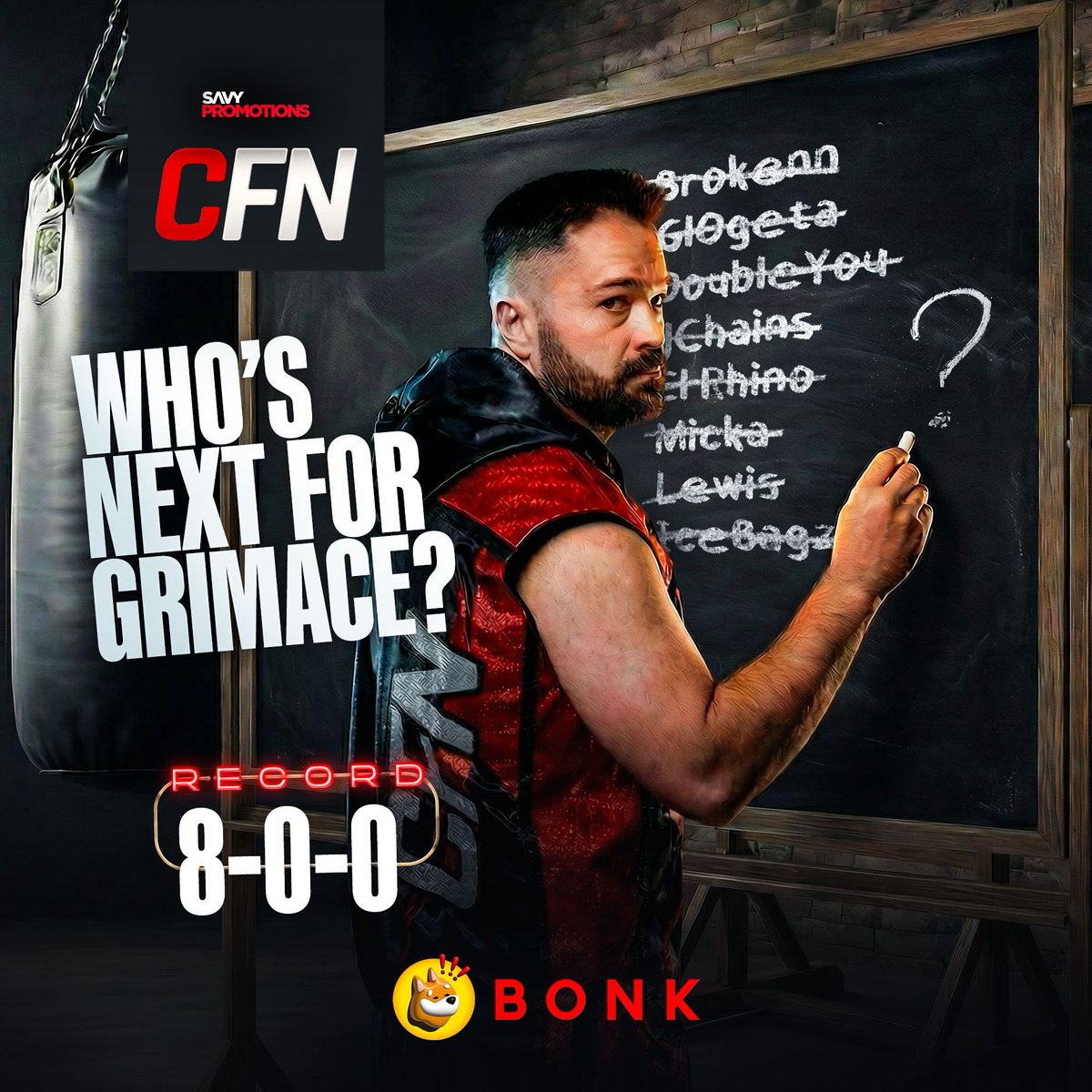 CryptoFightWeek's tweet image. Who’s next for our WBC &amp;amp; Crypto heavyweight champion, @Grimace85? 🔥

𝑭𝑰𝑮𝑯𝑻𝑬𝑹𝑺 𝑺𝑰𝑮𝑵 𝑼𝑷 𝑵𝑶𝑾!

#CFN | link in bio
.
.
.
(𝘛𝘩𝘪𝘴 𝘦𝘷𝘦𝘯𝘵 𝘥𝘰𝘦𝘴 𝘯𝘰𝘵 𝘦𝘯𝘥𝘰𝘳𝘴𝘦 𝘰𝘳
𝘱𝘳𝘰𝘮𝘰𝘵𝘦 𝘵𝘩𝘦 𝘱𝘶𝘳𝘤𝘩𝘢𝘴𝘦, 𝘴𝘢𝘭𝘦, 𝘰𝘳 𝘪𝘯𝘷𝘦𝘴𝘵𝘮𝘦𝘯𝘵 𝘪𝘯