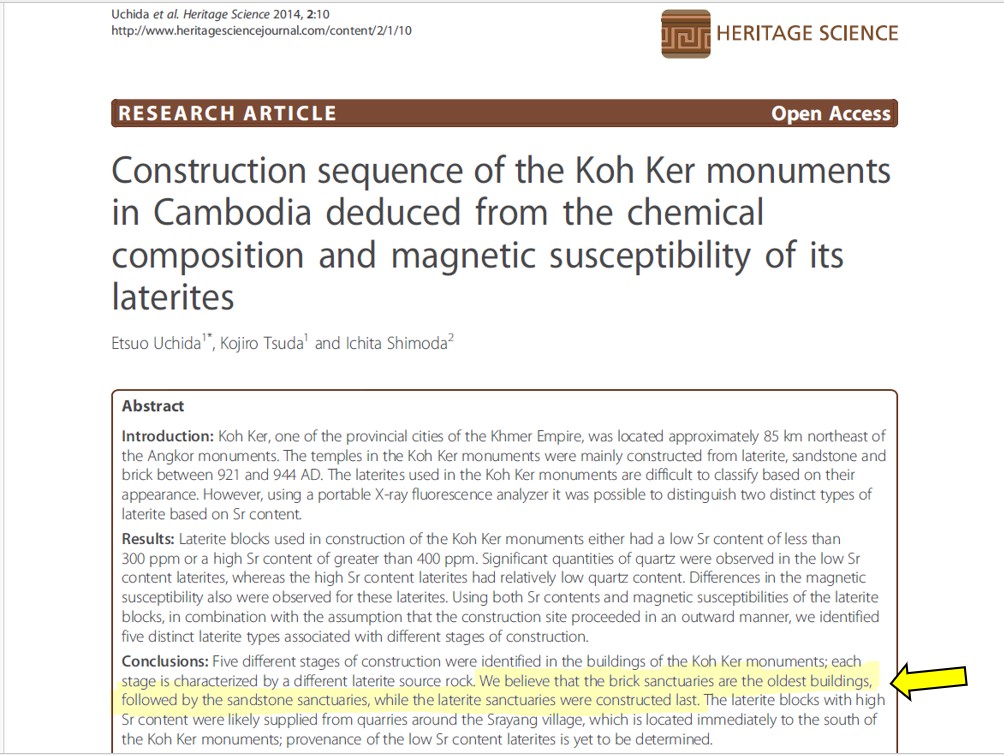 One of the major archaeological assumptions behind dating Cambodian temples is that BRICK CAME FIRST - followed by sandstone and laterite. I believe this assumptions is entirely incorrect, as supported by these historic and modern photos from Cambodia. What do you think?