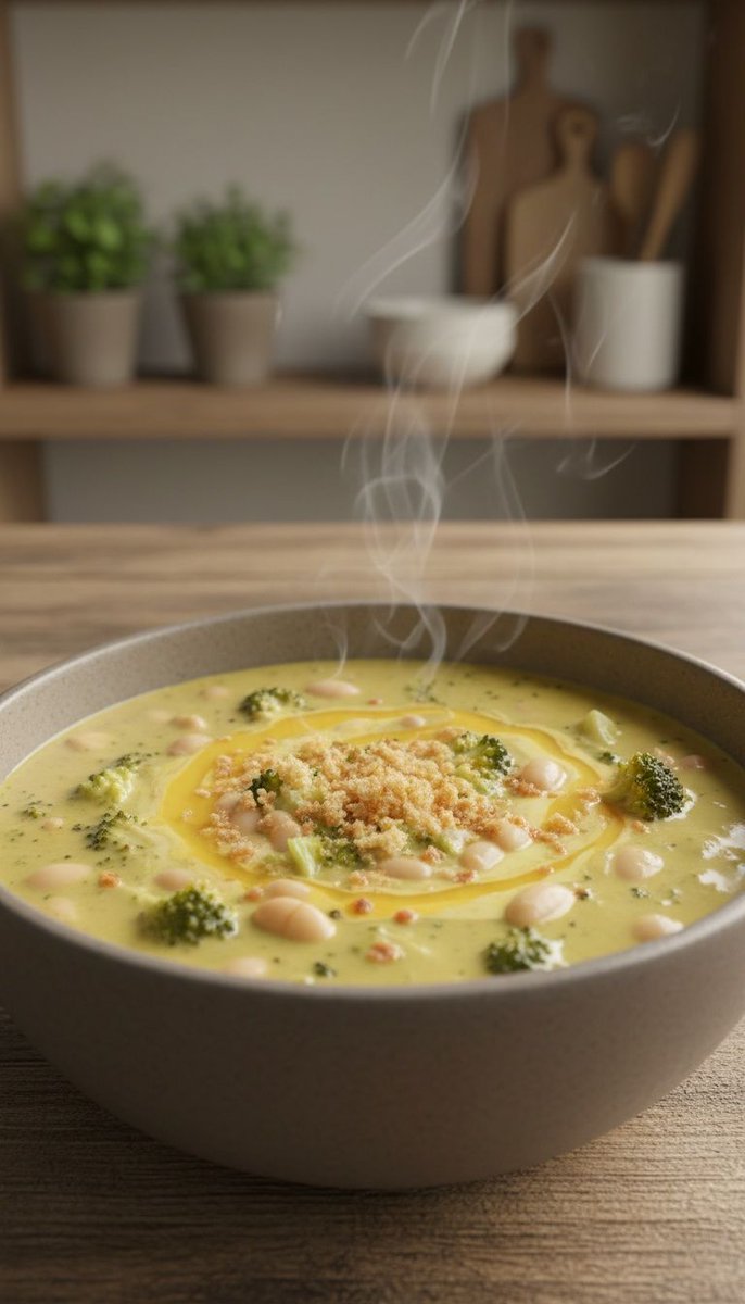 Gourmet_globe's tweet image. Lightened broccoli cheddar with white beans for body—creamy, cozy, protein-packed 🍲 #HealthyComfort #SoupSeason #WeeknightCooking