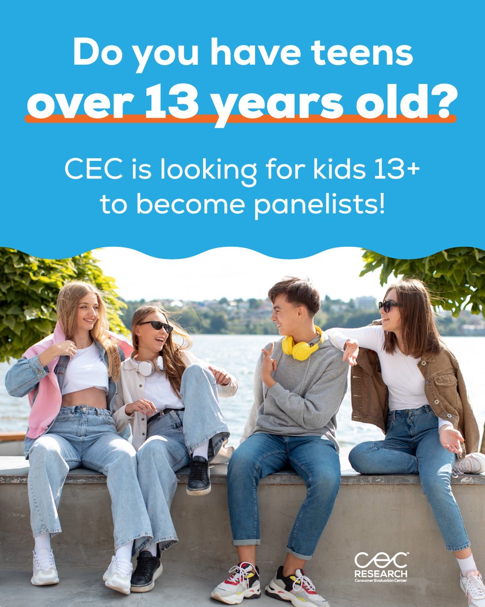 CECResearchNJ's tweet photo. Parents &amp; guardians - your teens can earn spending money just by sharing their opinions. Create separate accounts for them today! We have exciting new kids’ studies available now! Sign up at https://t.co/CMWXt5P2OX. https://t.co/pS8Wi7vKnW