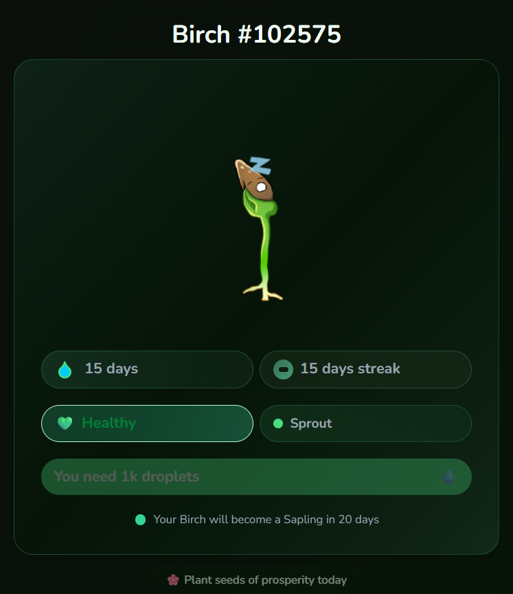 HABIBI124142's tweet photo. My Birch became a Sprout 😁
Now its,
Your Birch will become a Sapling in 20 days.
Join me and claim your 1st SEED for free now: 👉 https://t.co/CnQFsN6wWh
#Aptos #APTree #APT https://t.co/3D71nSoskH