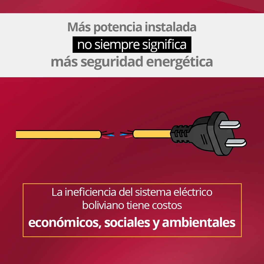 plataformae's tweet photo. ¿Bolivia está cerca de una crisis eléctrica?
La ineficiencia del sistema eléctrico boliviano tiene costos económicos, sociales y ambientales. ¿Quieres conocer más? Accede a nuestra publicación: https://t.co/x5VEFuQesL https://t.co/nLZGrLsSsP