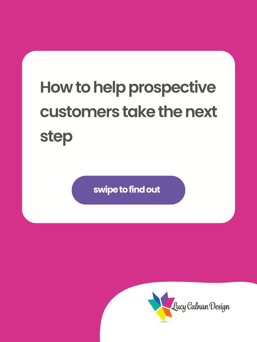 lucycalnan's tweet photo. Use clear calls to action that show prospective customers how to move forward. 

Examples include book a call, request a quote or send an enquiry. 

This helps prospective customers know what to do next when they are ready to work with you. https://t.co/0usbkpnNm8