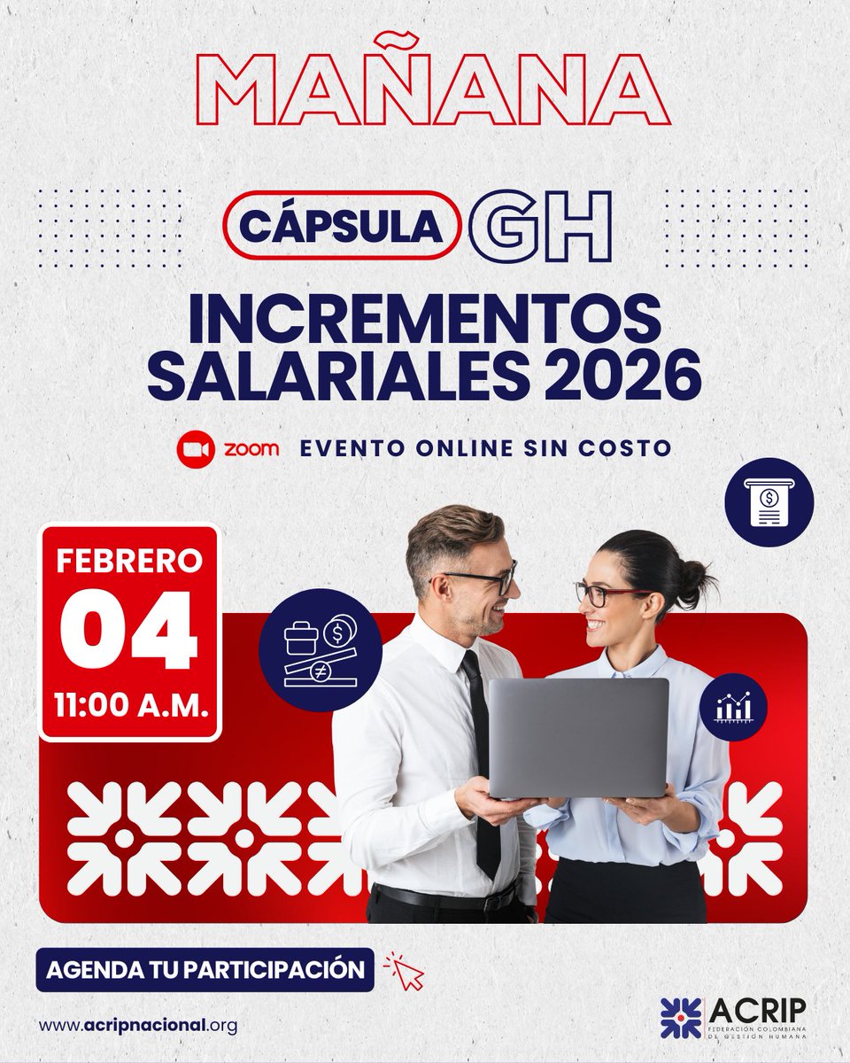 Conoce cómo se están moviendo los incrementos salariales, qué criterios están usando las organizaciones y qué ajustes ya están en marcha.

Aún estás a tiempo de inscribirte y tomar decisiones salariales con información clara y actual. 🚀us02web.zoom.us/webinar/regist…