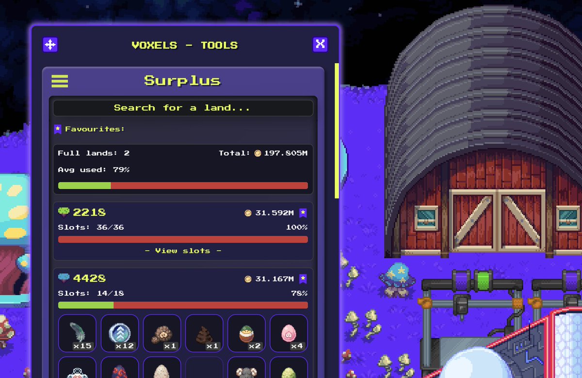 🔥 New Voxels Update just dropped 🔥 

🔹Much awaited <a href="/pixels_online/">Pixels</a> surplus tracker 🎁
🔹Taskboard page redesign

🔸Check lands surplus from anywhere (PC/Mobile) with full stats (Value, Capacity) &amp; set favorites (Shortcut: Shift + U) ✨

Update Thread 🧵 + 1000 $PIXEL 👇