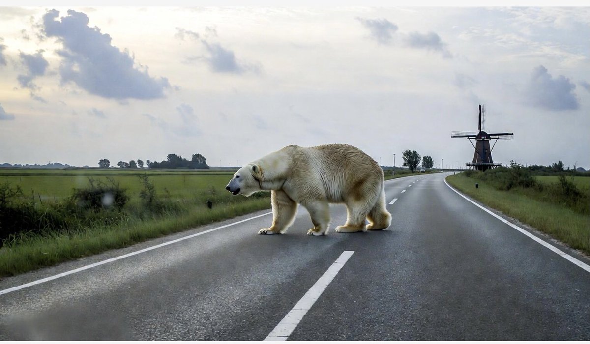 Moeilijk koud vanochtend. Moest onderweg naar werk nog wachten op een overstekende ijsbeer.