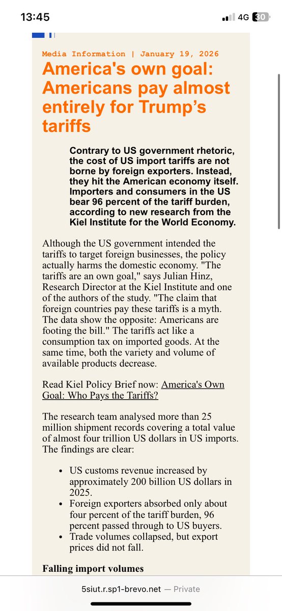 frekonom's tweet photo. @PhotobombingC @Greeb45785336 @TomRose @JDVance @grok Price level inflation won’t capture the sectoral effects of tariffs. Tariffs are causing price rises in affected goods as well as decreased investment and employment. Americans bear 96% of the cost of tariffs this is the largest tax hike in US history. https://t.co/Epl4JKFD49
