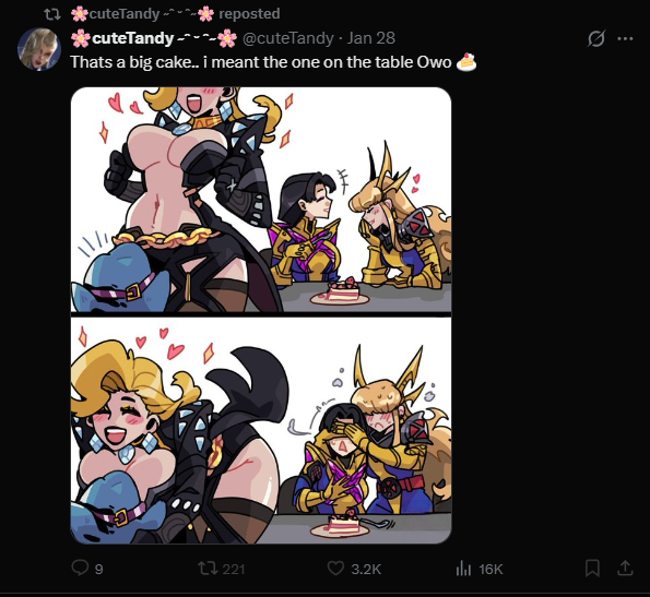 RealPyra's tweet photo. These are 4 out of countless examples of stolen artworks from the not new art thief cuteTandy. I thought this worm got banned but I guess not, bro is not even trying to give credit and blocks people that source the art. Please report this account for impersonation of the artists. https://t.co/htKD6hnxU5