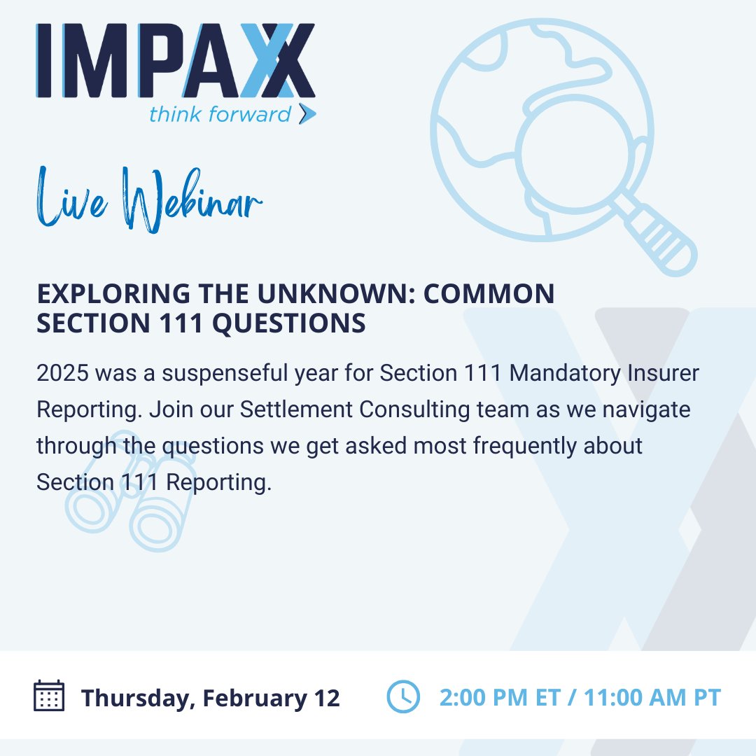 #Saveyourseat for our second #webinar of the year, Exploring the Unknown: Common Section 111 Questions. Join us as we take a look through frequently asked questions regarding #Section111Reporting.
zoom.us/webinar/regist…

#WorkersComp