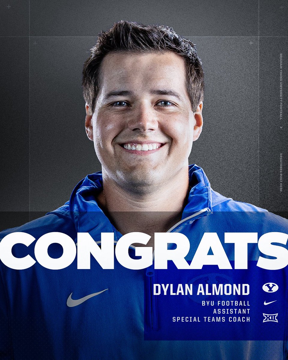 BYUfootball's tweet photo. STAFF UPDATES!!

Congrats to our guys @Raelon_S @dyl_almond @Coach_Hughes1 @CoachTyusMoe 🤙 https://t.co/lGTwZcHZew