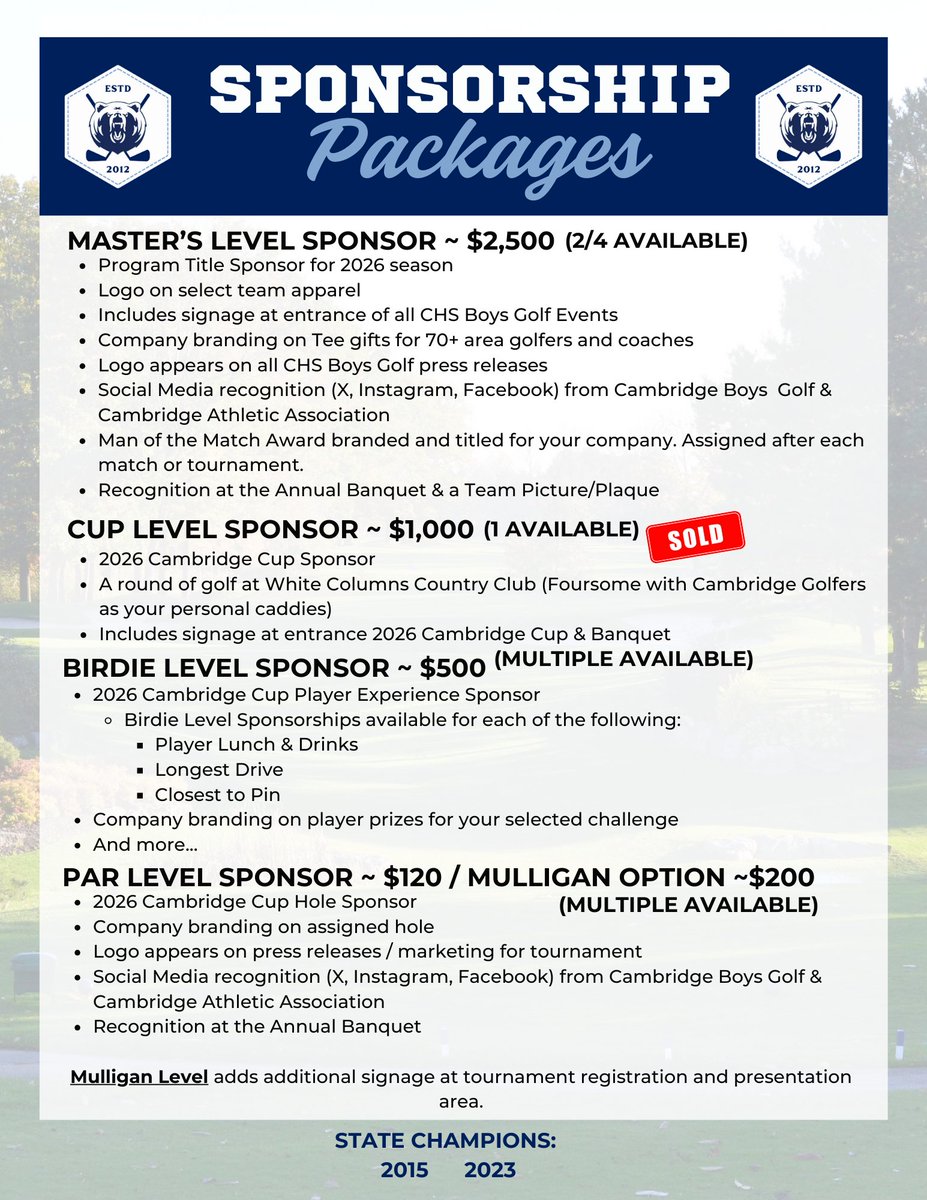 Cambridge Bears Golf ⛳️ tweet media