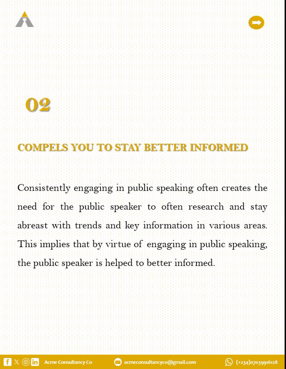 Consult_acme's tweet photo. Why exactly do I need to learn public speaking?" If you have ever asked yourself this question or something similar, we have provided important answers for you.
#makingthestageyourhabitat #publicspeaking
#publicspeakingtips #oratory #publicspeakinggoals https://t.co/MRTPoM9UId