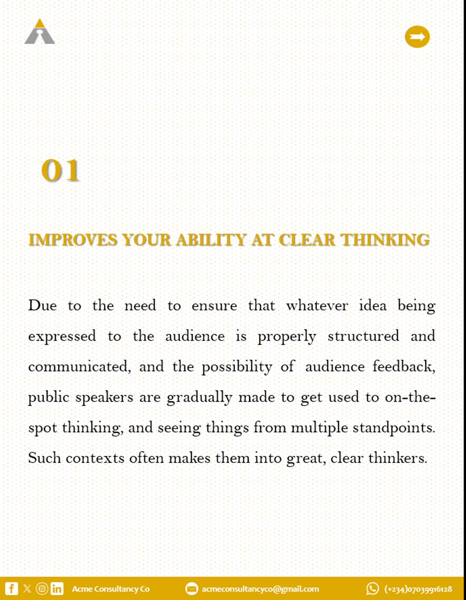 Consult_acme's tweet photo. Why exactly do I need to learn public speaking?" If you have ever asked yourself this question or something similar, we have provided important answers for you.
#makingthestageyourhabitat #publicspeaking
#publicspeakingtips #oratory #publicspeakinggoals https://t.co/MRTPoM9UId