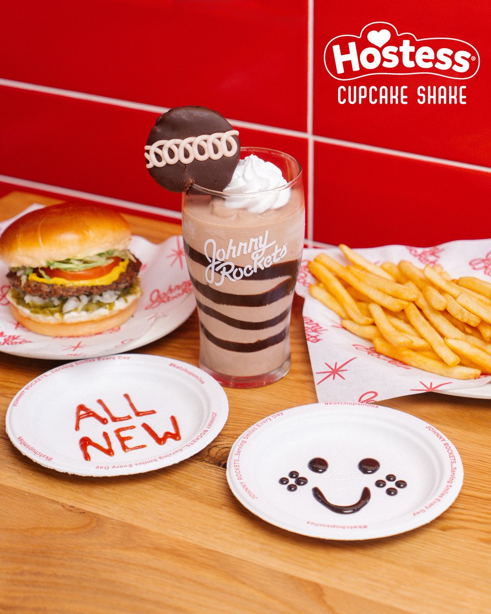 The <a href="/Hostess_Snacks/">Hostess Snacks</a> Cupcake Shake is here, featuring the chocolatey nostalgic snack you grew up with, made with ice cream from <a href="/Blue_Bunny/">Blue_Bunny</a> in partnership with <a href="/dairy_alliance/">The Dairy Alliance</a> 🤩🍦

Visit johnnyrockets.com/disclaimers for additional details and restrictions.